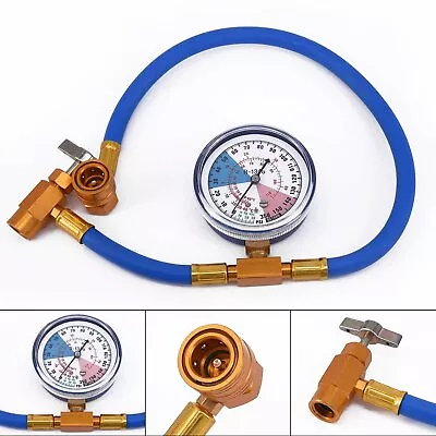 Universal Car Air Conditioning AC R134A Refrigerant Recharge Hose Pressure Gauge • $25.58