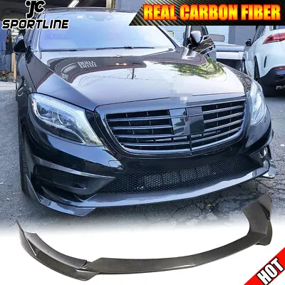 REAL CARBON Front Bumper Lip Spoiler Fit For Benz W222 S400 S550 Sport 2014-17 • $759.05