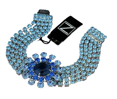 NWT NADRI Blue Crystal Flower Bracelet Retail $125 • $24.99