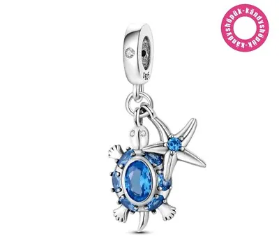 Sea Turtle & Starfish Dangle Charm Bead For Bracelet S925 Sterling Silver • £10.99