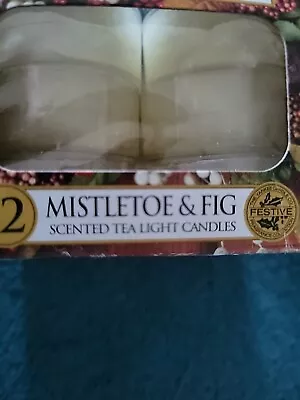 Yankee Candle MISTLETOE & FIG Christmas Scented TEA LIGHT Candles 12 TeaLights  • $25