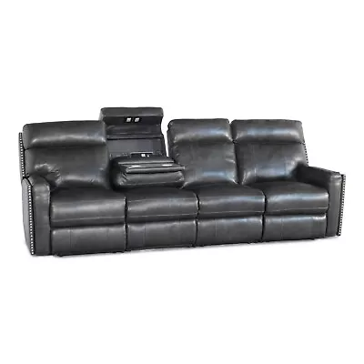 Seatcraft Lombardo Grey Leather Home Theater Seating Power Recline Row Of 4 • $3000