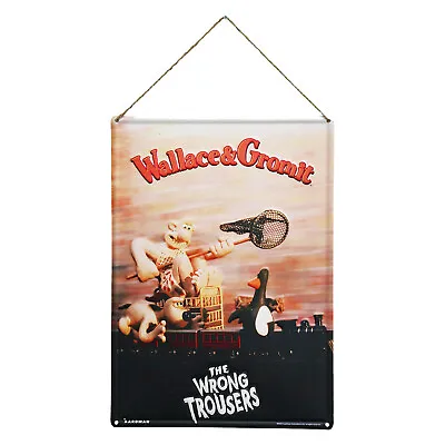 Wallace And Gromit The Wrong Trousers Poster Metal Wall Sign • £15.98