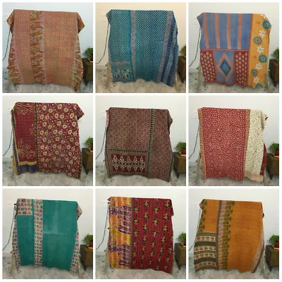 Vintage Indian Kantha Quilt Bedding Coverlet Reversible Bedspread Blanket Throw • $29.99