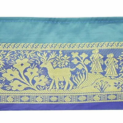 Vintage Green Silk Sari Border Woven Baluchari Indian Craft Trim Lace Ribbon • $10.40