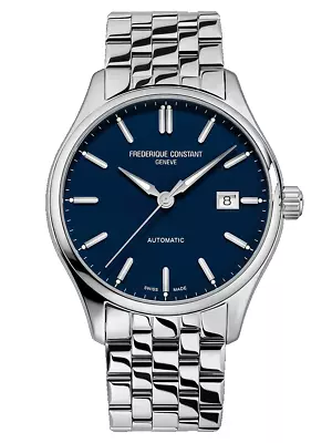 Frederique Constant Classics Index Men's Automatic Blue Dial Silver Watch 40mm • $657.99