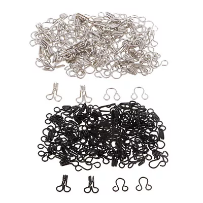£4.08 • Buy 50Pcs Silver Black Hook And Eye Fasteners For Fur Dress Skirt Collar Bra Sew