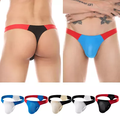 Men Thong See-Through Sexy T-Back Patchwork Underwear G-String Briefs Panties • $6.89