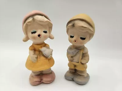 Vintage UCTCI Japan Young Kissing Boy And Girl Mid-Century Stoneware Figures • $18