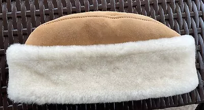 Vintage Brown Sheepskin Leather Shearling Hat Cap Size Medium • $25