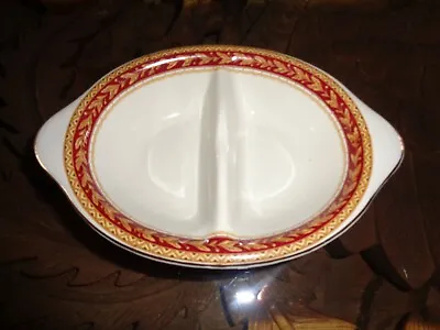 Sampson Bridgwood Lifelong Ironstone Snack Or Sauce Double Dish Red & Gold Rim • £10.99