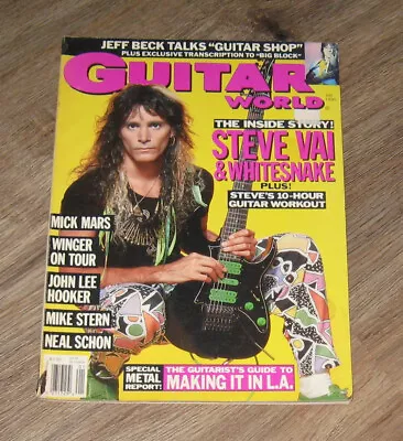 Guitar World 1990 Magazine STEVE VAI Mick Mars JEFF BECK John Lee Hooker • $18.29