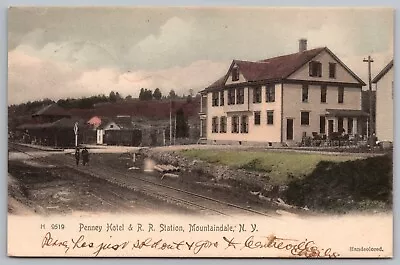 Postcard O. & W. R.R. Station / Depot And Penny Hotel Mountain Dale N.Y. *A233 • $6