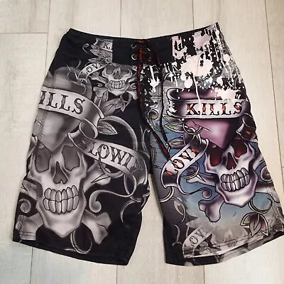 Don Ed Hardy Love Kills Slowly Men’s Heart And Skull Swim Trunks 32 • $29.95