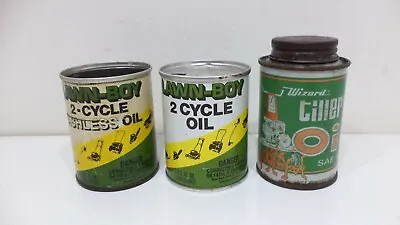 Vintage Lawnboy Wizzard Mower 2-cycle Metal Oil Can Lot Petroliana Lawn Boy  • $18.71