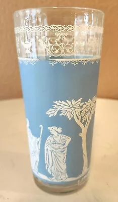 Vintage Jeanette Jasperware Hellenic Blue Greek Glass Tumbler • $12