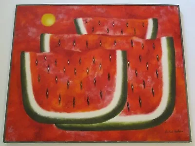 Large Gustavo Martinez Painting Finest Watermelon Modernist Tamayo Style Era Vtg • $1400