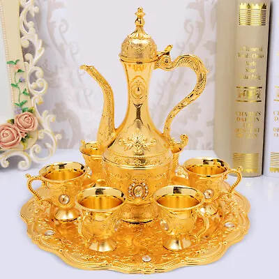 Turkish Coffee Set Vintage Tea Set Decor W/Pot +6 Cups Wedding Birthday Home Set • $36