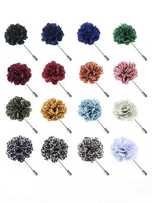 16 Pcs Men's Flwoer Lapel Pins Handmade Satin Boutonniere Pin For Wedding Groom • $18.70