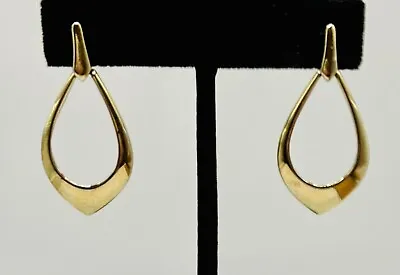 MONET Pierced Earrings Drop Dangle Teardrop Open Design Gold Tone Vintage • $6.60