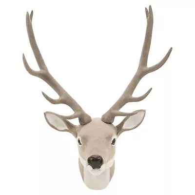 Wall Mounted Reindeer Head Decoration Stag Ornament Grey Deer Antler Christmas • £10.99