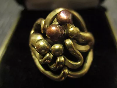 Vintage Artisan Mid Century Modern Modernist Brutalist Brass Bronze Ring Size 4 • $49.99