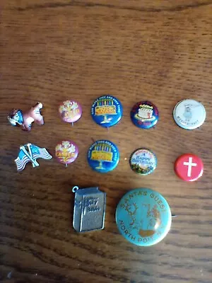 Vintage Mixed Lot Of 12 Pin Back Buttons And Other Collectibles Assorted • $9