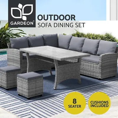 $1177.07 • Buy Gardeon 8-Seater Outdoor Dining Set Patio Furniture Wicker Lounge Table Chairs
