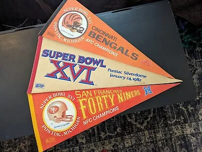 Super Bowl XVI Pennants  Bengals/49ers 1982 • $60