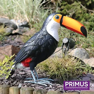 Lifelike Hand Crafted Large Metal Toucan Garden Ornament Sculpture Lawn Bird • £36.99