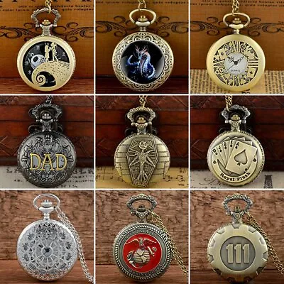 Retro Quartz Pocket Watch Antique Design Vintage Pendant Chain Necklace New Gift • $4.98