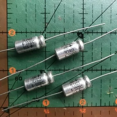 4uF 100v Sprague Axial Electrolytic Capacitor TE1403 105'c Audio 30D Mini 4pcs • $12.63