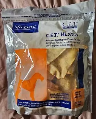 Virbac C.E.T. HEXtra Premium Oral Hygiene Chews (30) For Dogs 11-25 Lbs Medium • $19.99