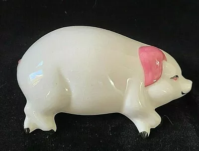 Vintage Porcelain Sleeping Pig Figurine 5  Rustic Country Farmhouse • $12