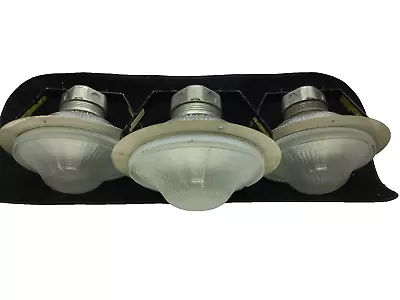 3 Vintage Holophane Ceiling Lights Recessed Thread On Shades Ready To Use Lights • $550