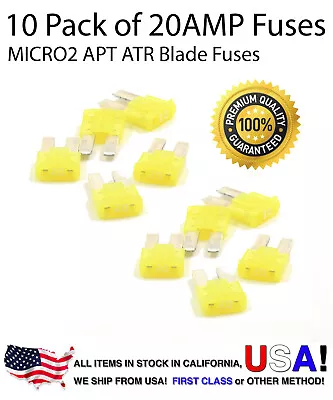 Premium 10 Pack 20 AMP Automotive APT ATR MICRO2 Blade Fuses 20A • $6.99