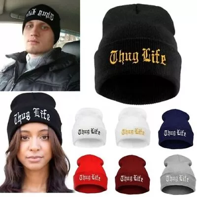 Thug Life Beanie Winter Warm Knitted Hat Cap Soft Men Unisex Punk Biker Hip Hop • $14.95