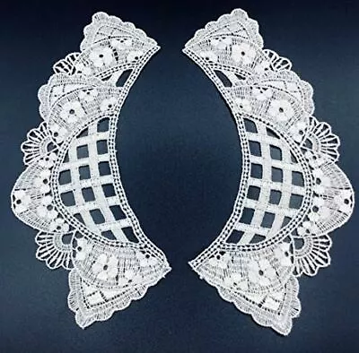 Trimplace White Venice Lace Lattice Collar (7  H X 2-3/4  W) - 3 Pairs • $12.97