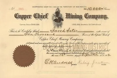 Copper Chief Mining Co. - Black Mesa Mining District - Lafayette Indiana & Terr • $285