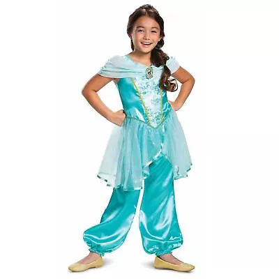 Kids Disney Official Deluxe Aladdin Jasmine Costume Girls Princess Fancy Dress • £28.99