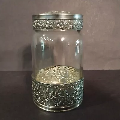 Vintage Glass Jam Jar With Musicians Repousse Motif • $42.50