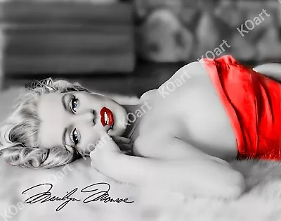  Marilyn Monroe Black White RED LIPS COLOR POP HQ Art • $46.99