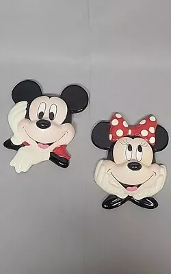 Vintage Mickey And Minnie Mouse Disney Ceramic Decor Hanging Wall Art • $29.98