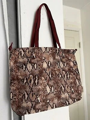 Macy's Faux Snakeskin Tote Bag NEW Drawstring Tote Lightweight Foldable Handbag • $9.99