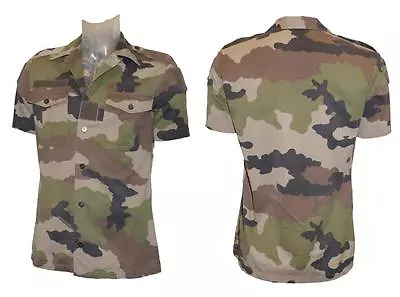 Army Shirt French Military Surplus Combat Issued Camo Short Sleeve Camouflage • £14.24