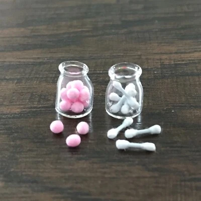 $15.95 • Buy Dollhouse Miniature Cotton Ball Qtip Jar Bathroom Vanity Make Up 1” Scale 1:12