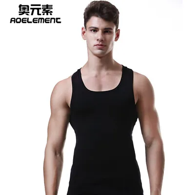 Men Sexy Tank Tops Y-back Cotton Sleeveless Tee Bodybuilding Undershirts Gym Top • $12.79