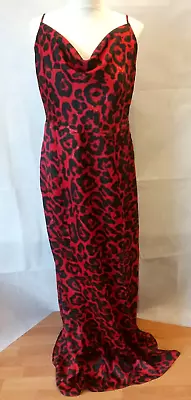 Quiz Clothing Party Dress Size 16 Red/Black Animal Print. Spaghetti Straps • £9.99