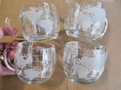 Set Of 4 ~ 1970s Vintage NESTLE Nescafe World Globe Glass Coffee Mugs / Cups • $11