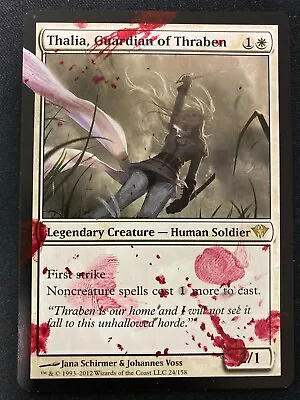 MTG Magic 1x Thalia Guardian Of Thraben Dark Ascension Hand Painted Altered Art • $1.99